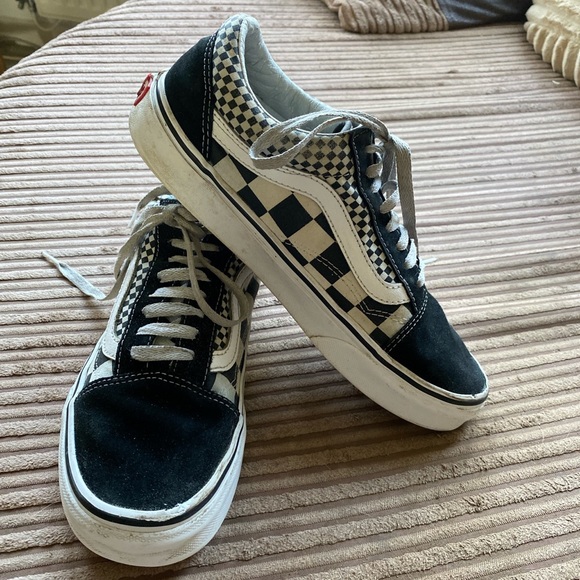 VANS old skool checked black and white suede and canvas trainers size 6 - Picture 2 of 8